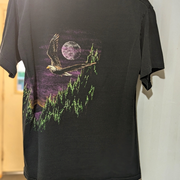 Black Graphic Tee with Eagle Design - Picture 2 of 2